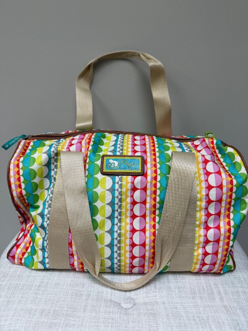 Lily Zen by Lily Bloom Colorful Geometric Circle Pattern Weekender Duffle Bag